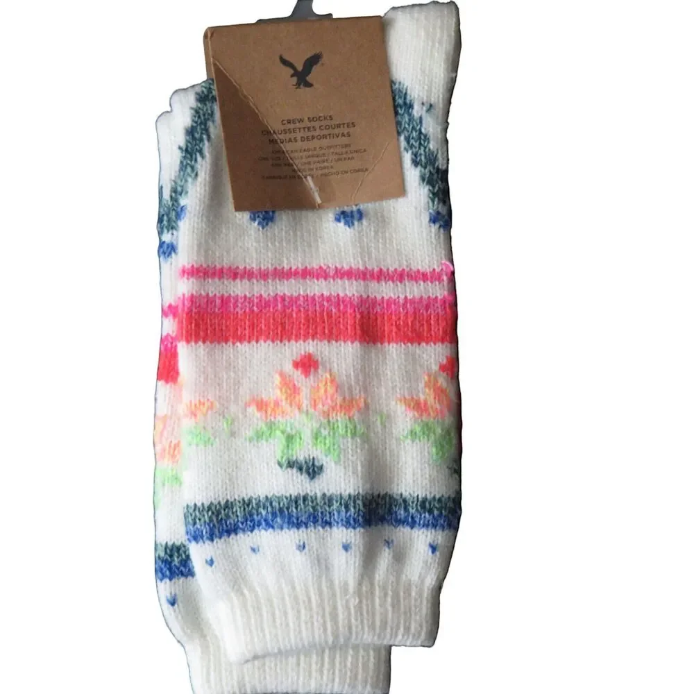 American Eagle Multicolored Cozy Knit Fair Isle Print Women's Socks